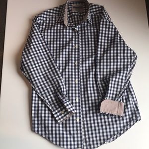 Johnston & Murphy blue and white check shirt